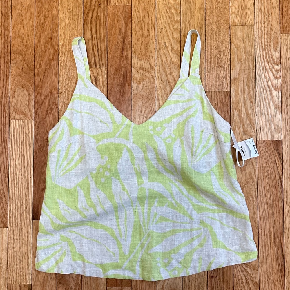 Tropical Leaf Print Lime Camisole
